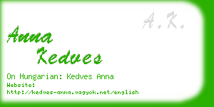 anna kedves business card